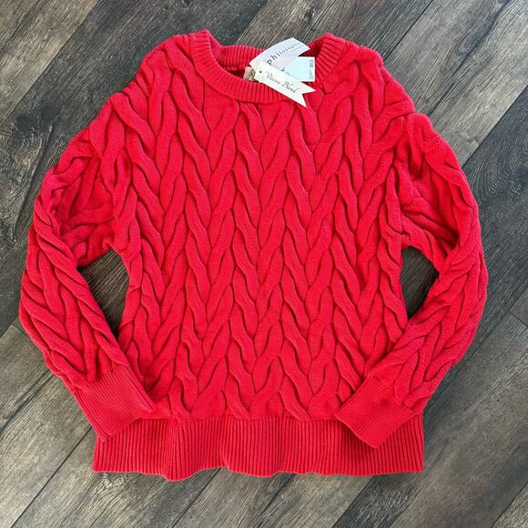 Philosophy Sweaters - Philosophy Womens Size Medium Cable Knit Apple Red Sweater Brand New with Tags